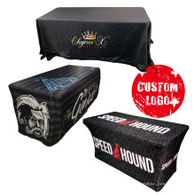Custom 6Ft 8Ft10Ft Printed Logo Event Exhibition Trade Show Spandex Stretch Cover Rectangular Table Cloth Print Table Cloth